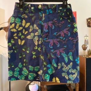 Vintage 90s kenzo jeans butterfly denim skirt